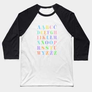 Children's Polish Alphabet Chart, Poland Language Chart, Pastel Baseball T-Shirt